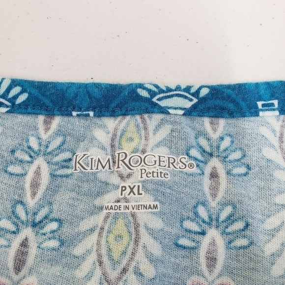 Kim Rogers Pleated Blue Top Size Petite PXL - Picture 4 of 5